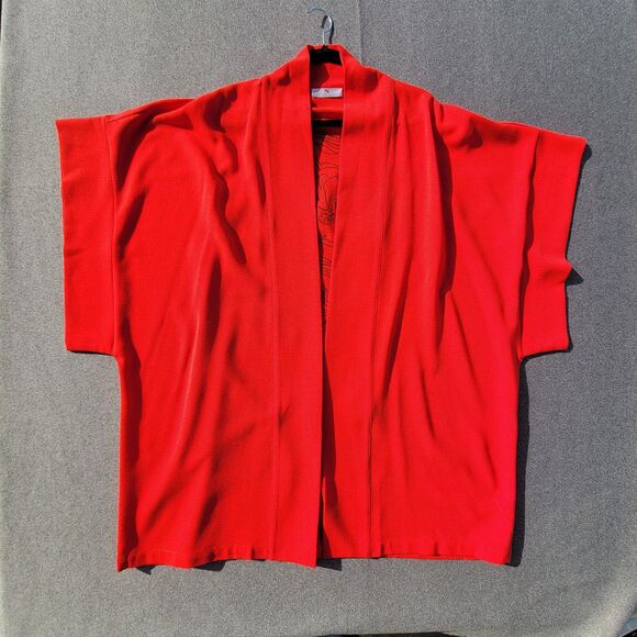 Natori XL Red Black Faux Leather Dragon Kimono Duster  No Belt 937 - Picture 1 of 8